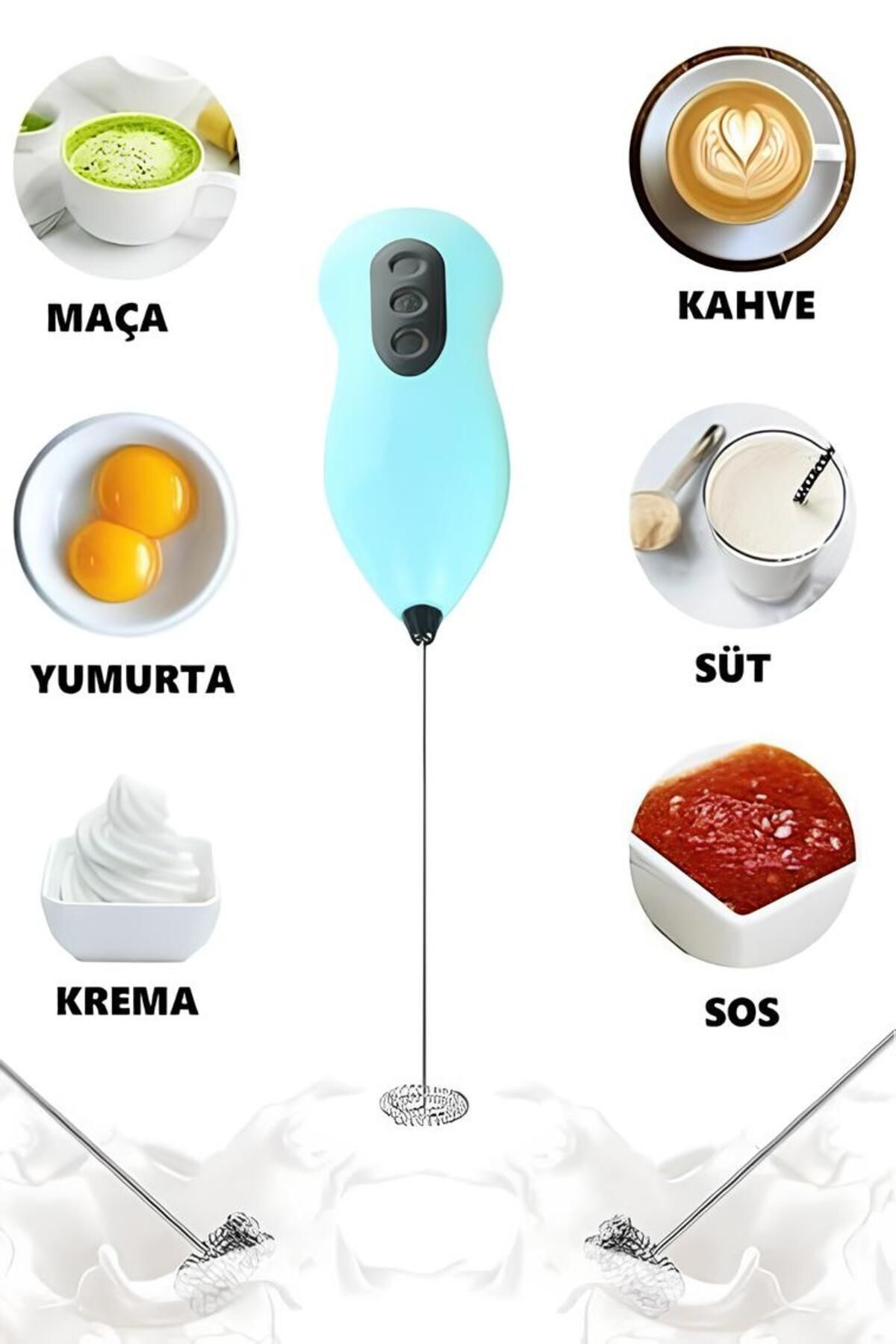Pratik Pilli Mini Mikser Kahve Ve Süt Köpürtücüsü Yumurta Çırpıcısı