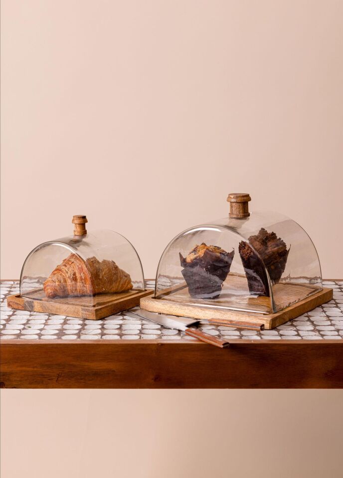 The Mia Madera Dikdörtgen Kek Saklama Fanusu 15x19x19 cm