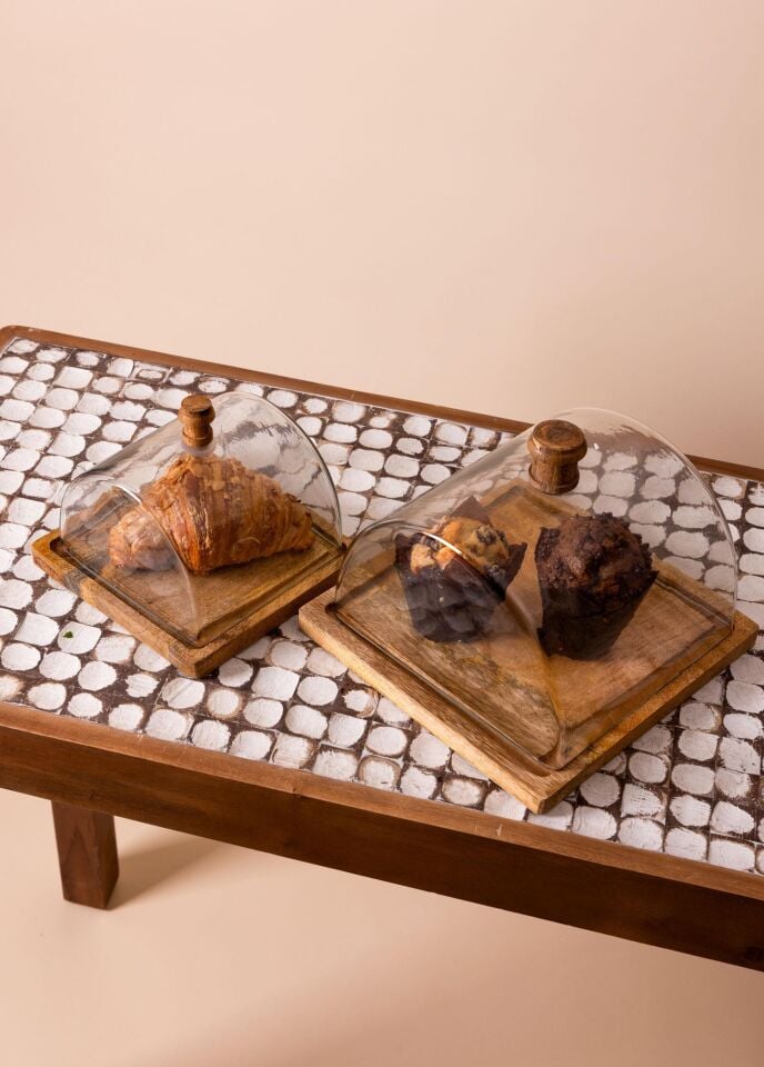 The Mia Madera Dikdörtgen Kek Saklama Fanusu 15x19x19 cm