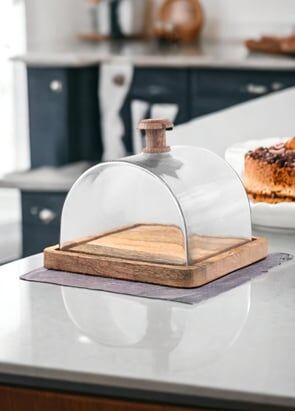 The Mia Madera Dikdörtgen Kek Saklama Fanusu 15x19x19 cm