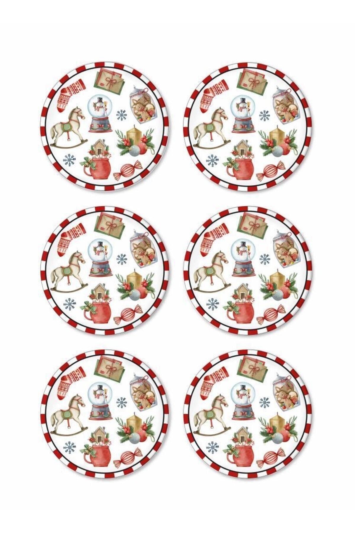 Globe Yılbaşı Temalı 6'lı Pasta Tabak 19cm