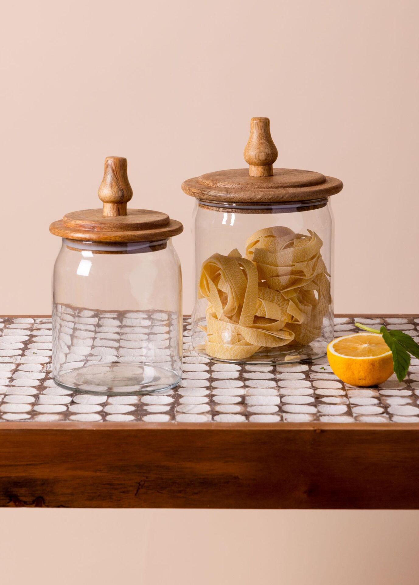 The Mia Madera Kapaklı Saklama Kavanozu 16x8x8 cm