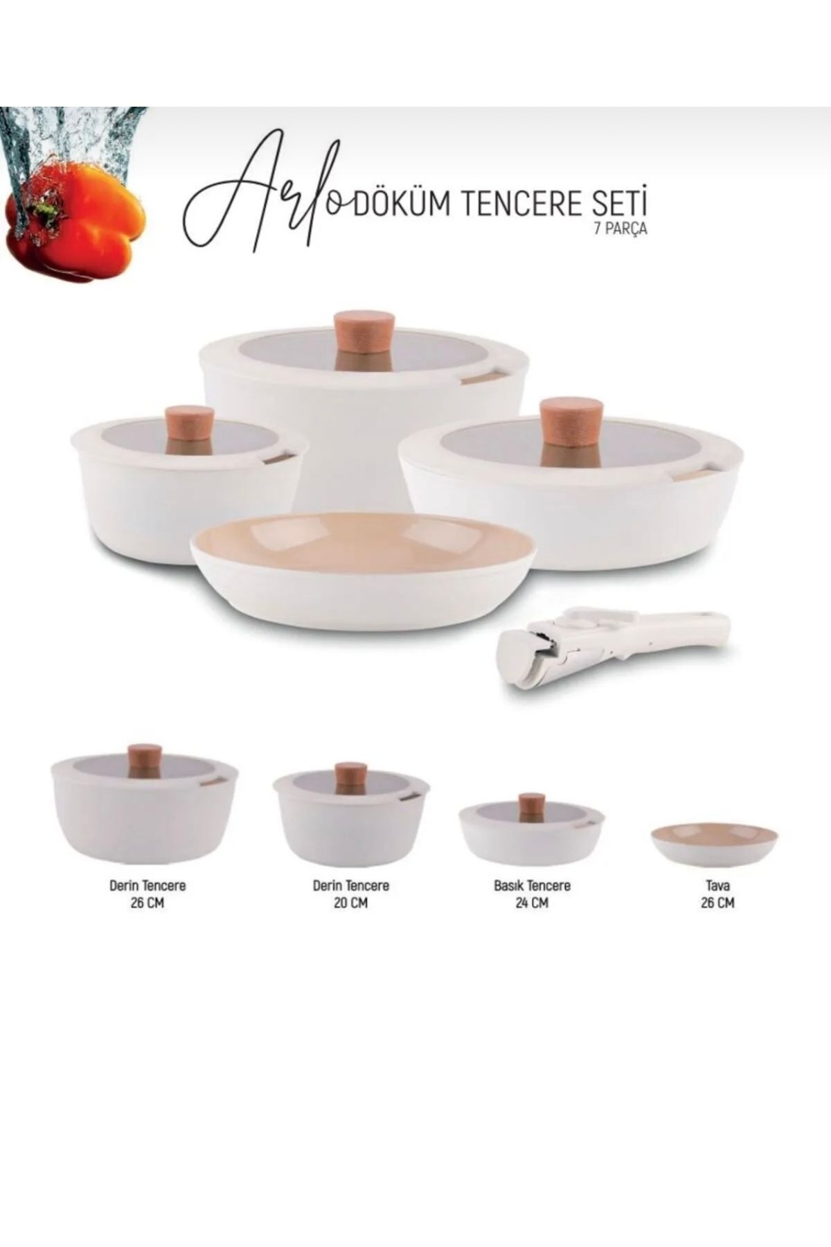 Arow Arlo 7  Parça Döküm Tencere Seti