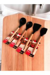 Mien 4 Lü Set Bambu Saplı Silikon Mutfak Seti