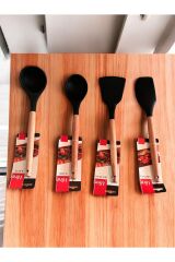 Mien 4 Lü Set Bambu Saplı Silikon Mutfak Seti