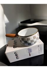 Dama Desenli Emaye Sütlük,Sosluk Tava 16 Cm