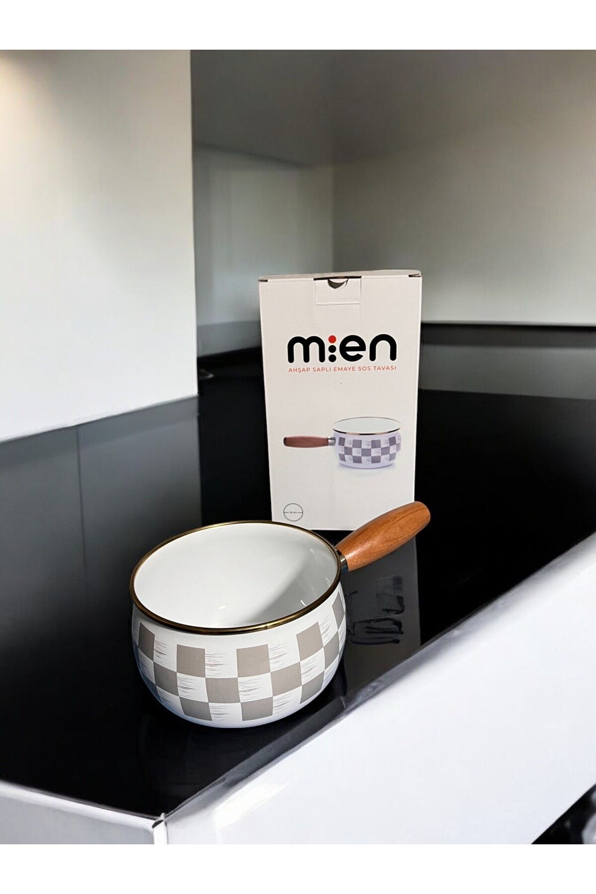 Mien Dama Desenli Emaye Sütlük,Sosluk Tava 16 Cm