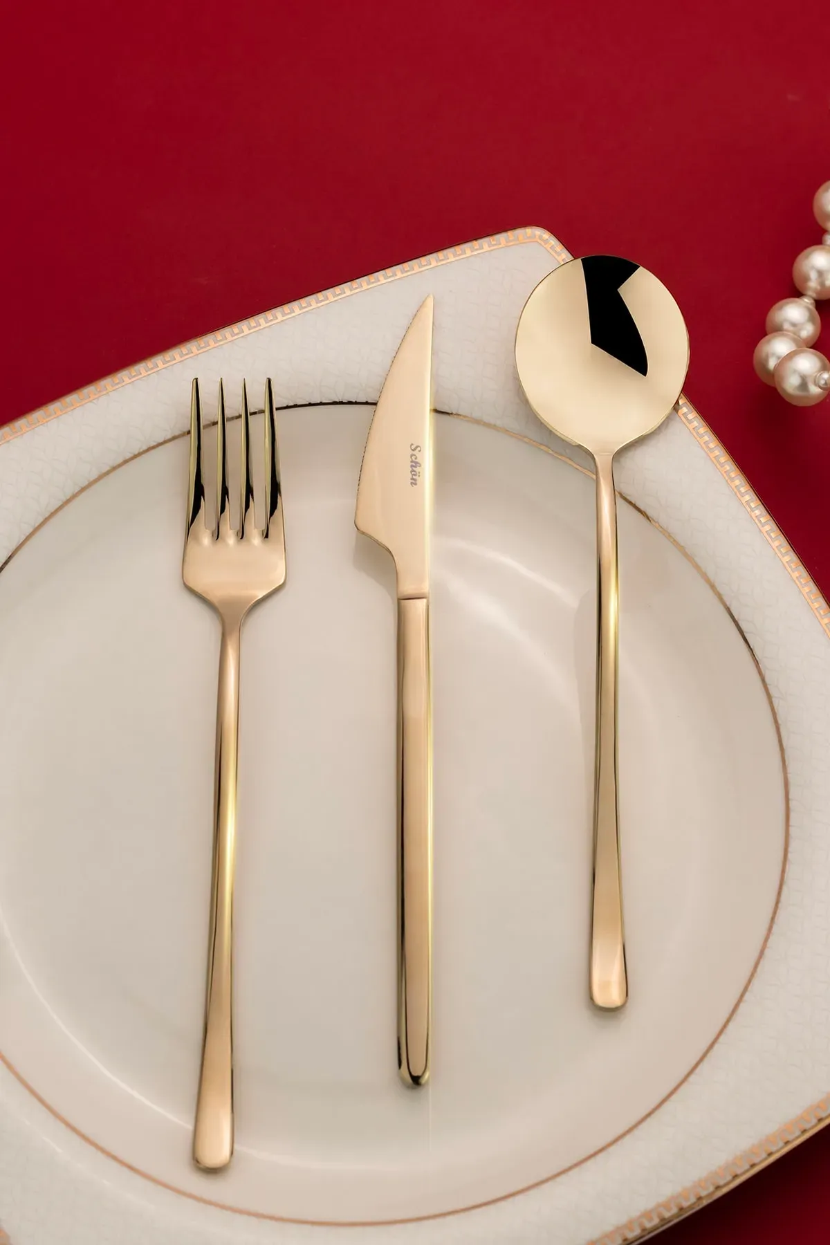 Schön Mutfak Gold Kaplama 30  Parça Kaşık Çatal Takımı