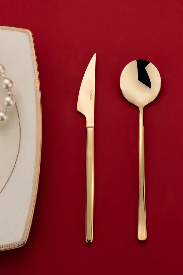 Schön Mutfak Gold Kaplama 30  Parça Kaşık Çatal Takımı