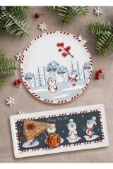 The Mia Yılbaşı Penguen Stoneware Porselen 6'lı Servis Tabağı 26cm