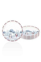 The Mia Yılbaşı Penguen Stoneware Porselen 6'lı Servis Tabağı 26cm