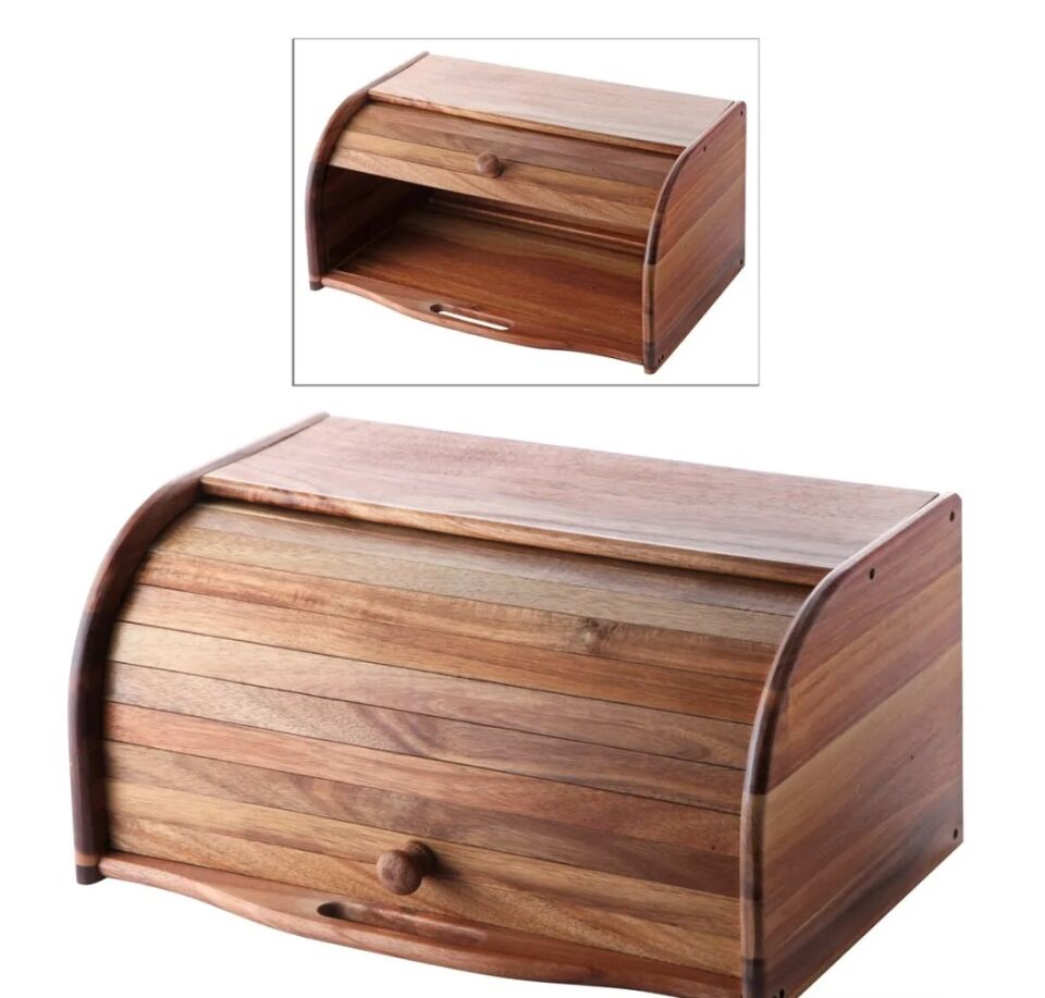 Balsa Akasya ağacı Sürgülü Ekmek Dolabı 38x19x23