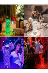 Kristal Elmas Dokunmatik Usb Sarjlı Rgb Kumandalı Masa Lambası kristal Silindir Masa Lambası