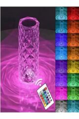 Kristal Elmas Dokunmatik Usb Sarjlı Rgb Kumandalı Masa Lambası kristal Silindir Masa Lambası