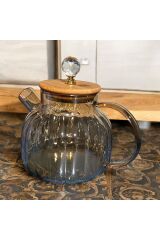 Zeyve Home Bambu Kapaklı Süzgeçli Cam Demlik 1000 Ml