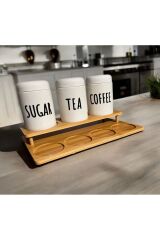 Mien Bambu Standlı Porselen 7 li Baharatlık Seti