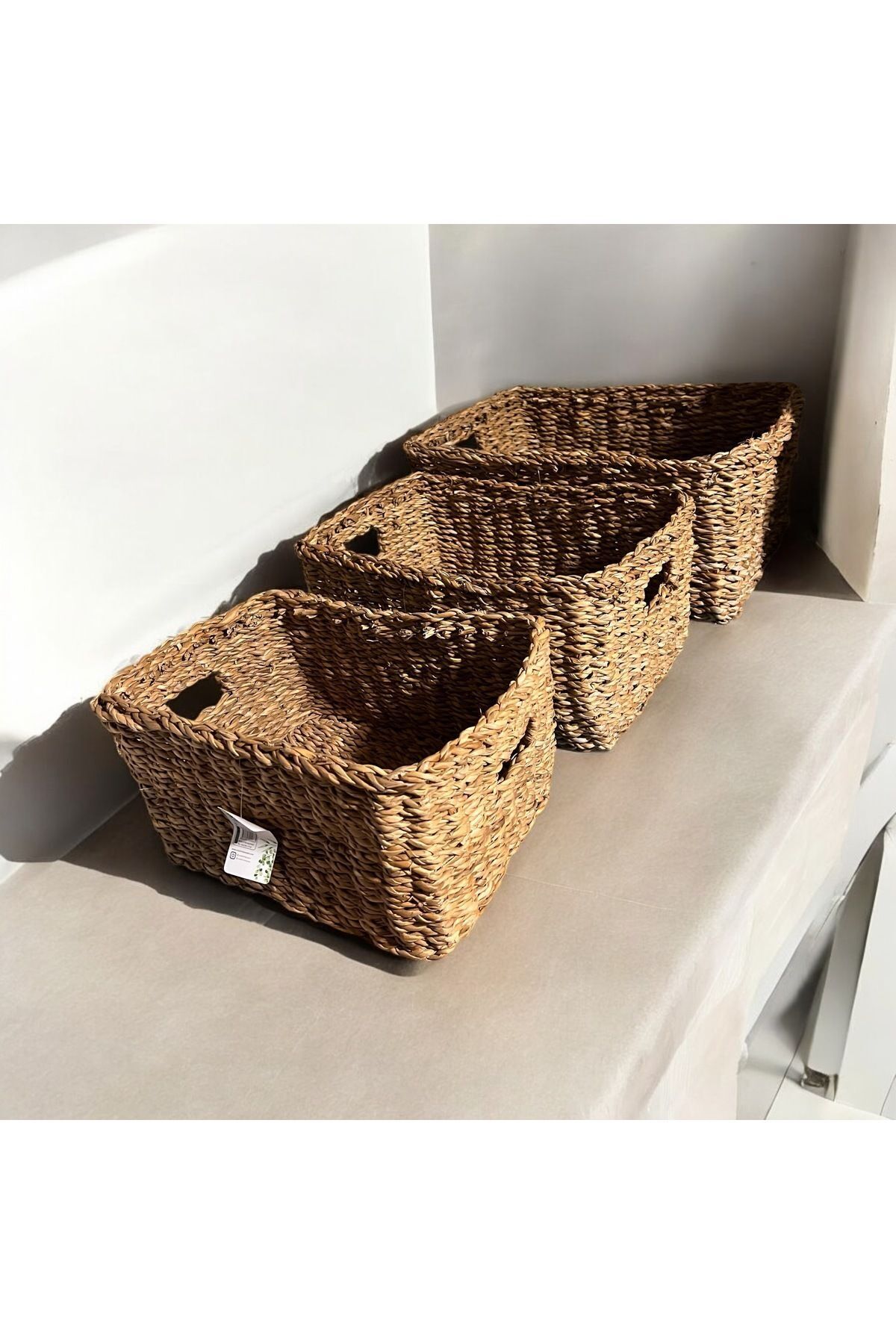 Casalinda  Örgü Hasır Sepet 3lü Set