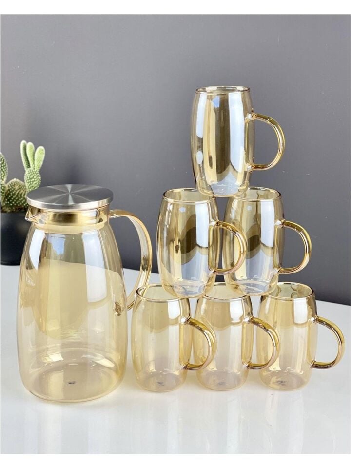 Arow Lüx Gold Luny 7 Parça Sürahi Bardak Seti