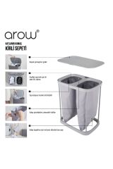 Arow Garb 2 Bölmeli Katlanabilir Kumaş Çamaşır Sepeti 50 Lt  45 x 35