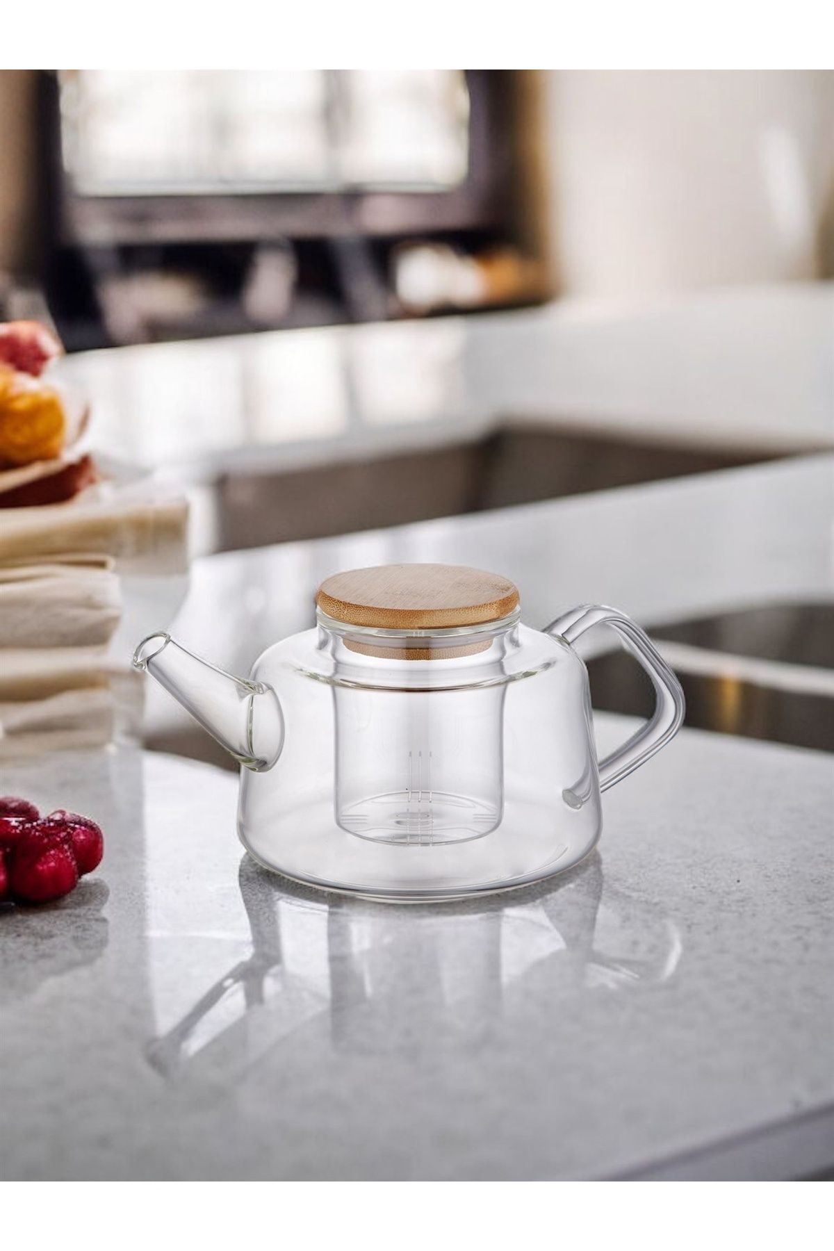 The Mia Bambu Kapaklı Süzgeçli Demlik 600 ml