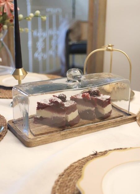 The Mia Madera Dikdörtgen Kek Saklama Fanusu 15x32x14 cm