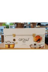 Arow Meisa Bakır Kaplama 3 Katmanlı 9 Parça Tencere Seti