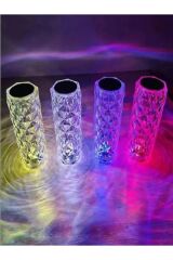 Kristal Elmas Dokunmatik Usb Şarjlı Rgb Kumandalı Masa Lambası kristal Silindir Masa Lambası