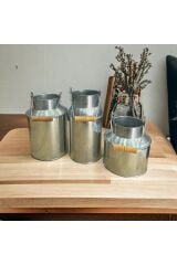 Country Tarzı Galvaniz Süt Güğümü,Dekoratif Güğüm,Paslanmaz 3 Lü Süt Kovaları Set