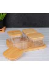 Mien 4'lü Cam Bambu Kapaklı Kahvaltılık