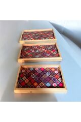 3 lü Set Bambu Çay Tepsisi