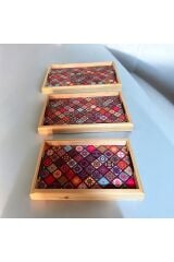 3 lü Set Bambu Çay Tepsisi