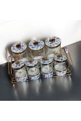 Krd Home 7 Parça Stantlı Cam Baharatlık Takımı