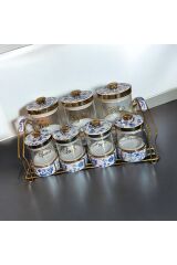 Krd Home 7 Parça Stantlı Cam Baharatlık Takımı