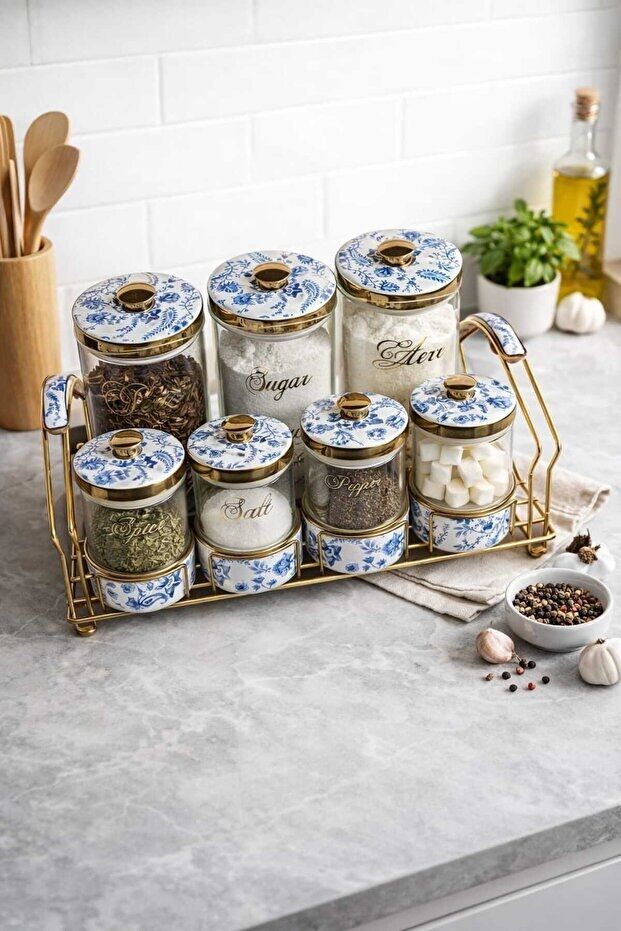 Krd Home 7 Parça Stantlı Cam Baharatlık Takımı