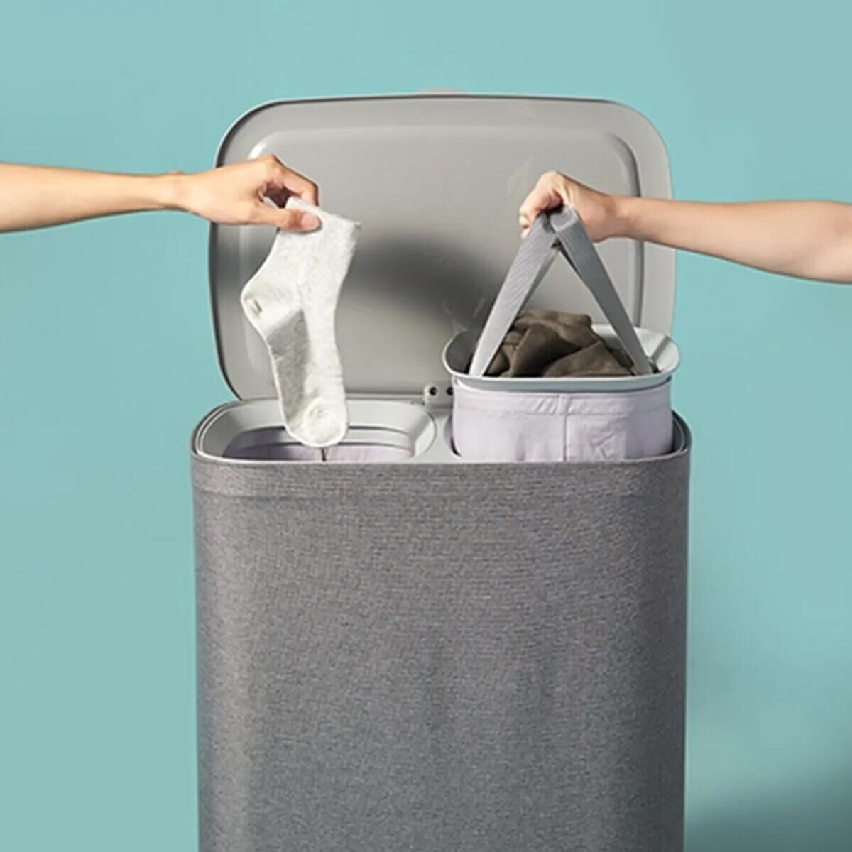 Arow Garb 2 Bölmeli Katlanabilir Kumaş Çamaşır Sepeti 50 Lt