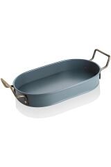 Balsa Galvaniz Boyalı Oval Tepsi 44cm - Mavi