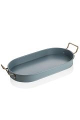 Balsa Galvaniz Boyalı Oval Tepsi 44cm - Mavi