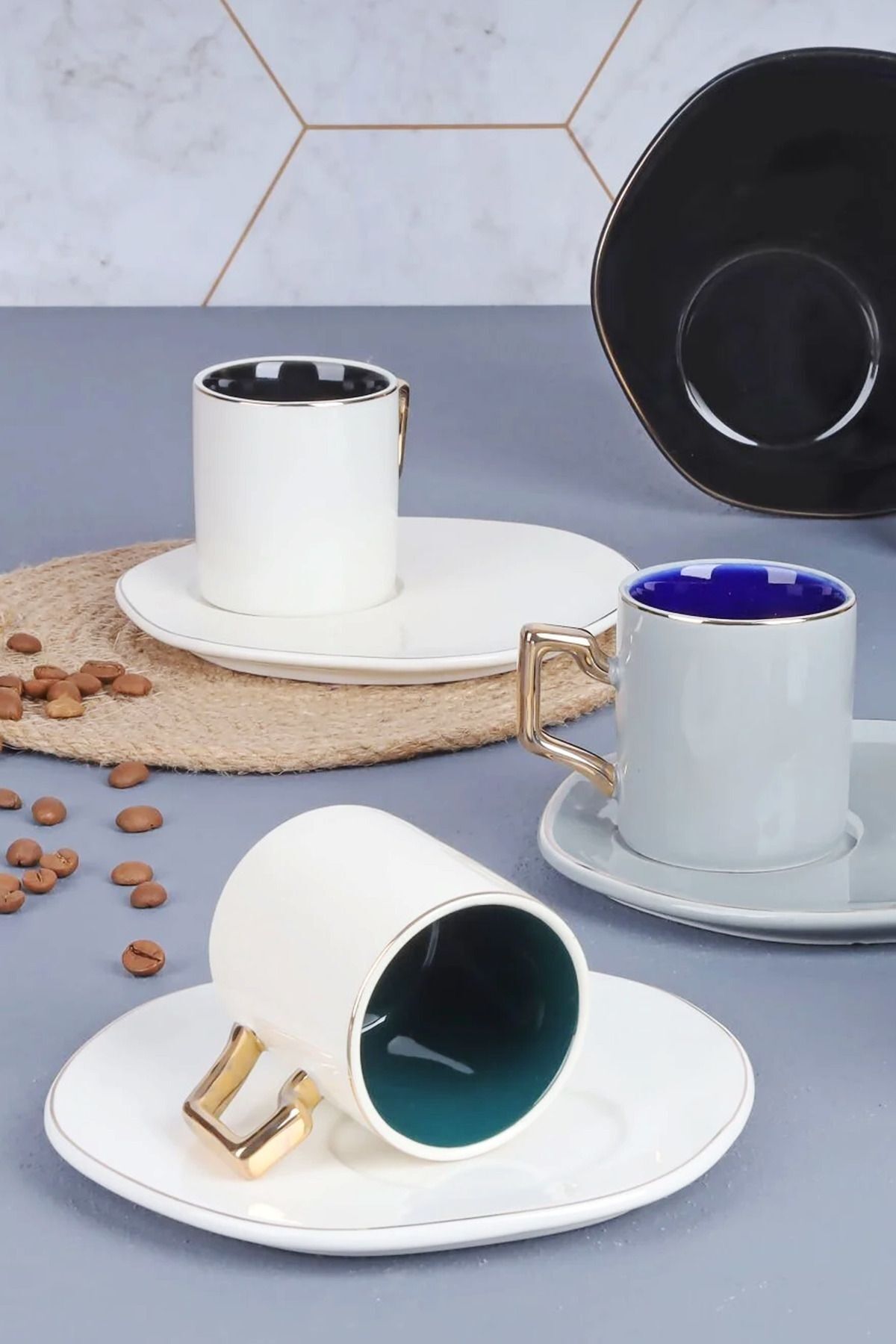 Arow Porselen 12 Parça 6 Kişilik Kahve Fincan Takımı