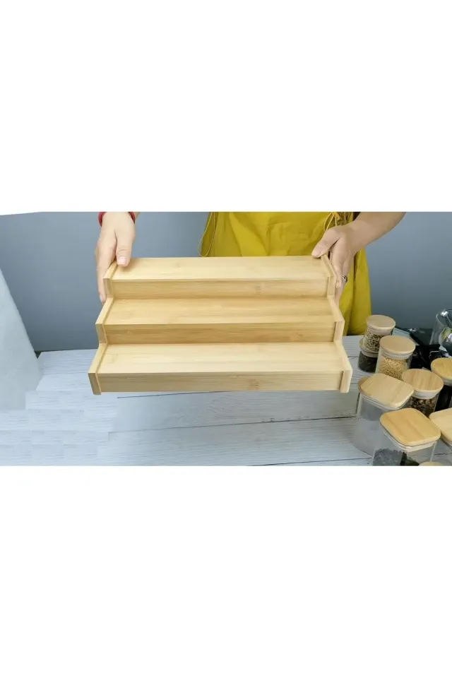 Mien 3 Katlı Bambu Baharat Standı 11,3x7,5x28,5