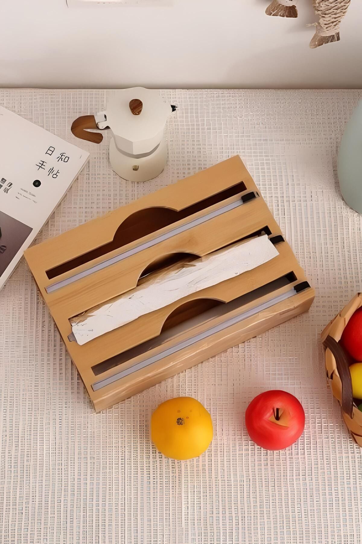 Mien Bambu Streç Ve Folyo Kesici, Bambu Streçlik Ve Folyoluk 3 Bölmeli Kapaklı 23,5 Cm X 33,5 Cm