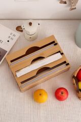 Mien Bambu Streç Ve Folyo Kesici, Bambu Streçlik Ve Folyoluk 3 Bölmeli Kapaklı 23,5 Cm X 33,5 Cm