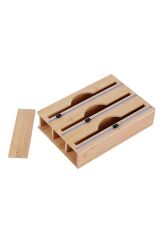 Mien Bambu Streç Ve Folyo Kesici, Bambu Streçlik Ve Folyoluk 3 Bölmeli Kapaklı 23,5 Cm X 33,5 Cm