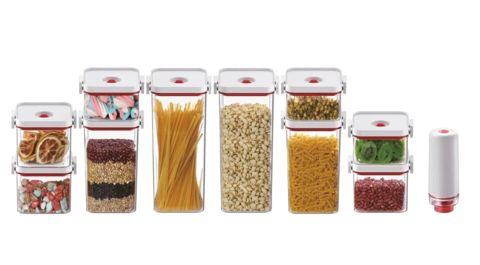 Arow 10 Parça Şarjlı Vakum Pompalı Akrilik Kavanoz Seti