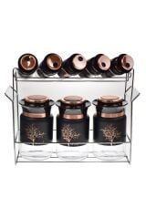Arow Ağaç Desenli Cam  8li Baharat Takımı