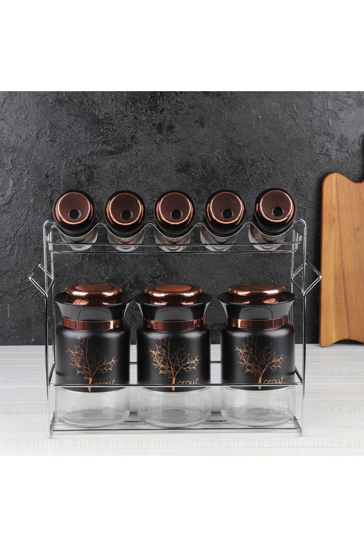 Ağaç Desen 8li Baharat Takımı Tr-3745