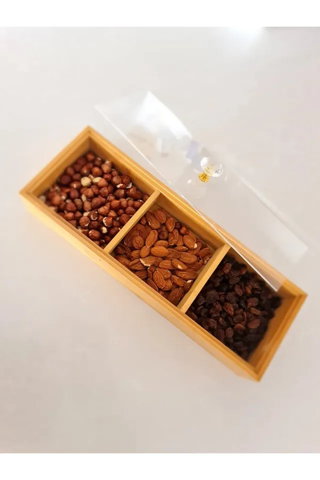 Mien Bambu 3 Bölmeli Kapaklı Dikdörtgen Makyaj&Takı Organizeri