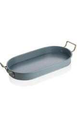 Balsa Galvaniz Boyalı Oval Tepsi 44 Cm-Mavi