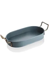 Balsa Galvaniz Boyalı Oval Tepsi 44 Cm-Mavi