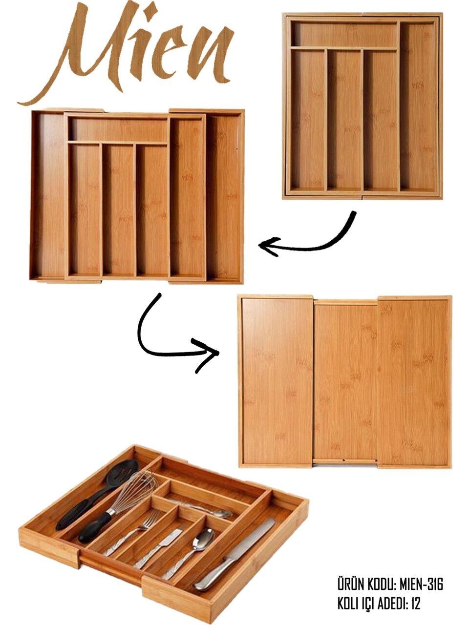 Mien Bambu Çekmece Düzenleyici