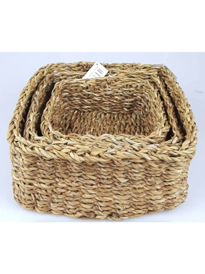 Casalinda Hasır 3lü Dekoratif Kare Sepet